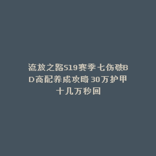流放之路S19赛季七伤破BD高配养成攻略 30万护甲十几万秒回