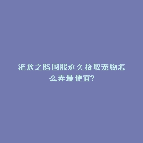 流放之路国服永久拾取宠物怎么弄最便宜?