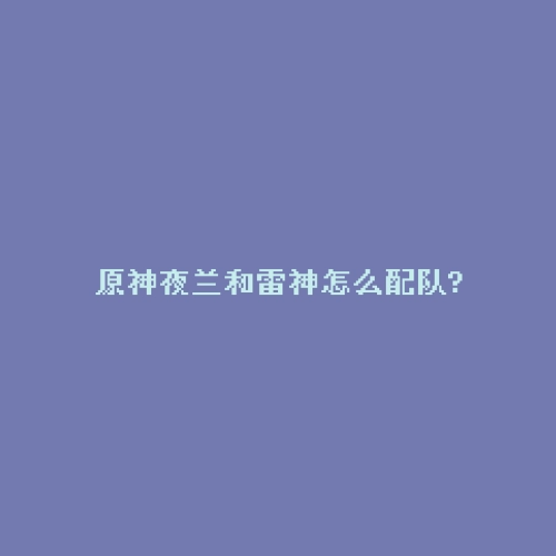 原神夜兰和雷神怎么配队?