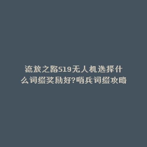 流放之路S19无人机选择什么词缀奖励好?哨兵词缀攻略