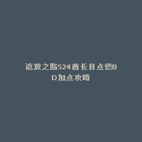 流放之路S24酋长自点燃BD加点攻略