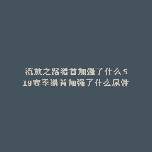 流放之路猎首加强了什么 S19赛季猎首加强了什么属性