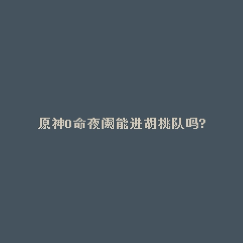 原神0命夜阑能进胡桃队吗?