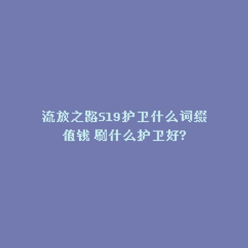 流放之路S19护卫什么词缀值钱 刷什么护卫好?