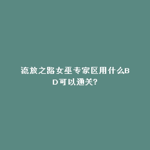 流放之路女巫专家区用什么BD可以通关?