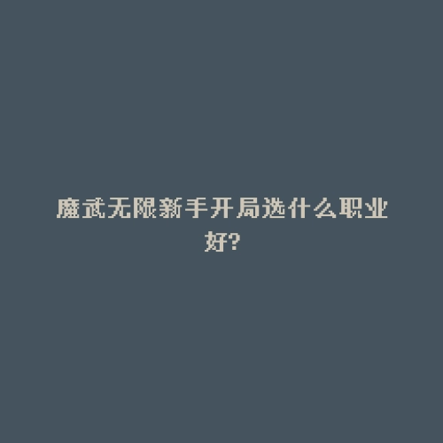 魔武无限新手开局选什么职业好?