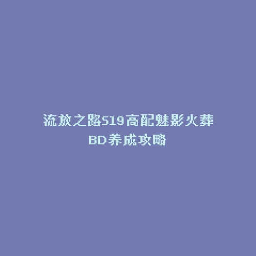 流放之路S19高配魅影火葬BD养成攻略