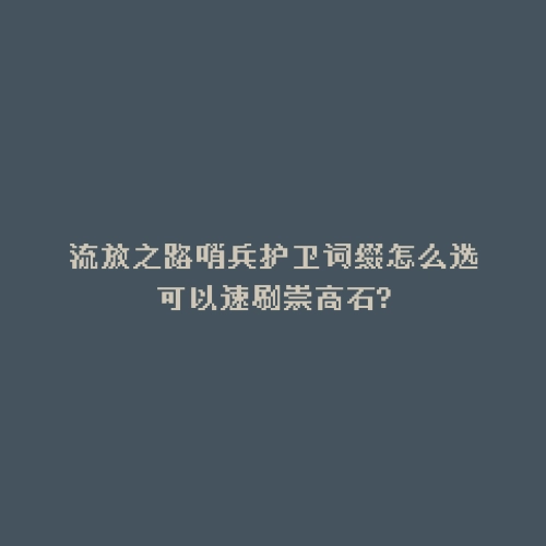 流放之路哨兵护卫词缀怎么选可以速刷崇高石?