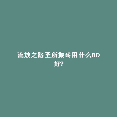 流放之路圣所搬砖用什么BD好?