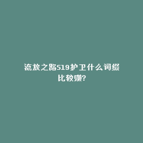 流放之路S19护卫什么词缀比较赚?